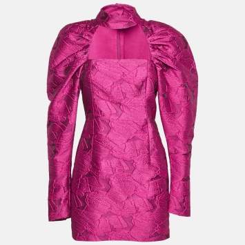 Pre Owned ROTATE Birger Christensen Pink Cut-Out Kaya Jacquard Mini Dress S