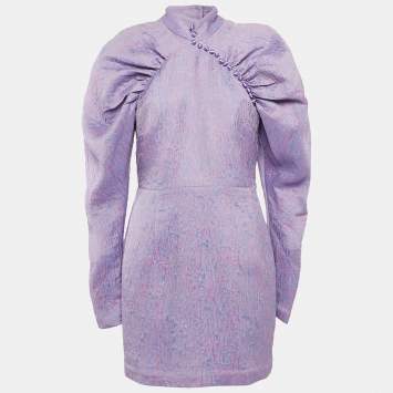 Pre Owned ROTATE Birger Christensen Purple Jaquard Mini Dress M