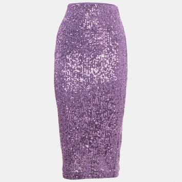 Pre Owned ROTATE Birger Christensen Purple Sequined Tulle Tasha Midi Skirt M