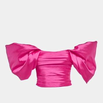 Pre Owned Rozie Corset Pink Pleated Off Shoulder Corset Top S 