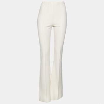 Pre Owned Sablyn Ivory Stretch Knit Flared Pants L