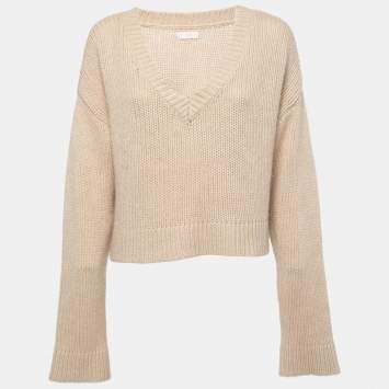 Pre Owned Sablyn Beige Cashmere Knit V-Neck Sweater S