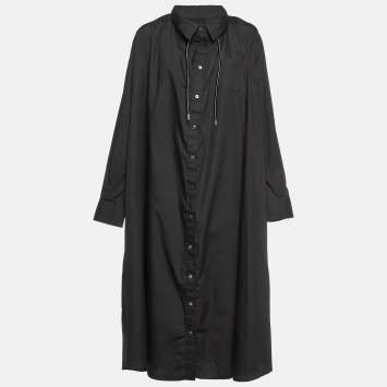 Pre Owned Sacai Black Cotton Oversized Shirt Dress L