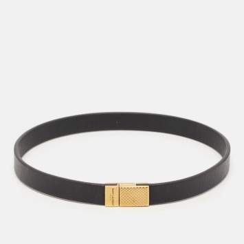 Saint Laurent Black Leather Le Carré Double Wrap Belt