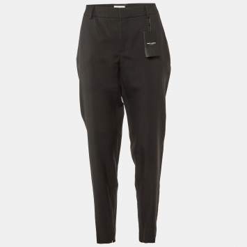 Saint Laurent Paris Black Wool Straight Leg Trousers L