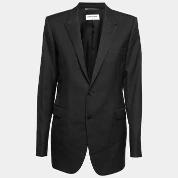 Pre Owned Saint Laurent Black Wool Single-Breasted Blazer L