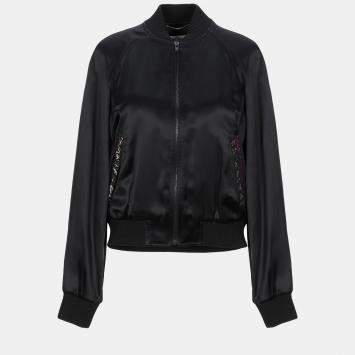 Pre Owned Saint Laurent Paris Black Satin Embellished Jacket M (FR 40)