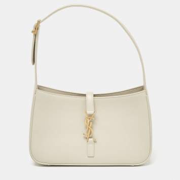 Pre Owned Saint Laurent White Leather LE 5 À 7 Shoulder Bag