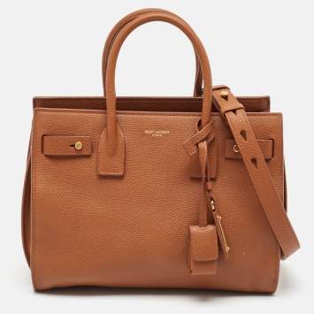 Pre Owned Saint Laurent Brown Leather Baby Classic Sac De Jour Tote
