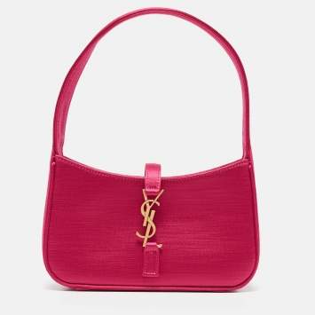 Saint Laurent Fuchsia Satin Mini LE 5 À 7 Pochette Bag