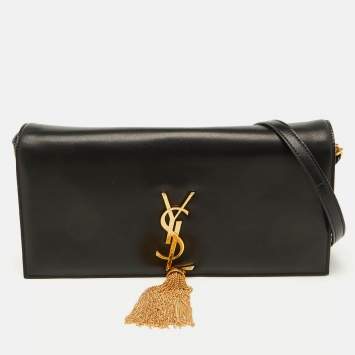 Pre Owned Saint Laurent Black Leather Small Kate Flap Shoulder Bag