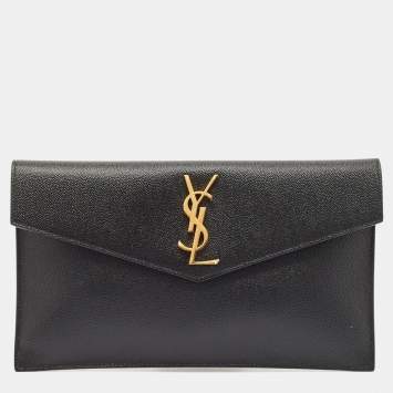 Pre Owned Saint Laurent Black Leather Uptown Pouch