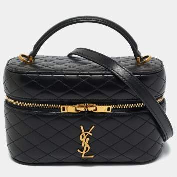 Pre Owned Saint Laurent Black Quilted Leather Gaby Vanity Bag
