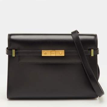 مملوكة مسبقًا Saint Laurent Manhattan Medium Black Leather Shoulder Bag