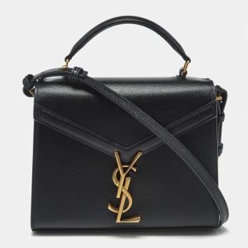 Pre Owned Saint Laurent Cassandra Mini Black Leather Top Handle Bag