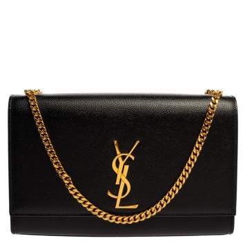 Pre Owned Saint Laurent Black Leather Medium Kate Shoulder Bag