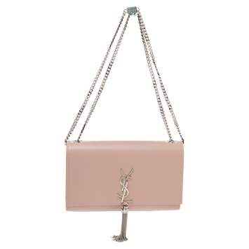 Pre Owned Saint Laurent Pink Leather Medium Kate Tassel Shoulder Bag