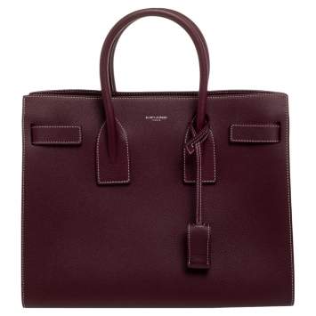 Pre Owned Saint Laurent Burgundy Leather Small Classic Sac De Jour Tote