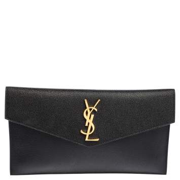 Pre Owned Saint Laurent Black Leather Uptown Clutch