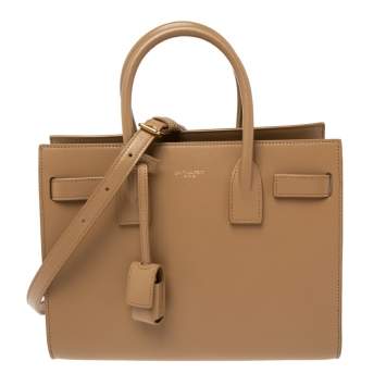 Pre Owned Saint Laurent Caramel Brown Leather Baby Sac De Jour Tote 