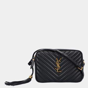 Pre Owned Saint Laurent Black Quilted Leather Lou Camera Bag