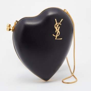 Pre Owned Saint Laurent Black Leather Love Box Chain Bag