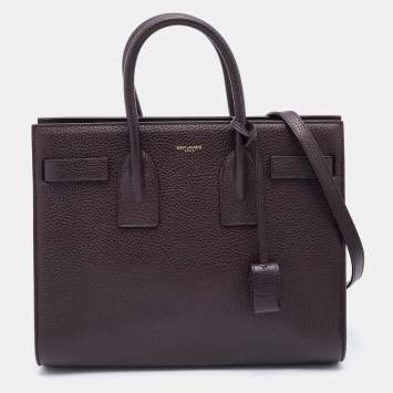 Pre Owned Saint Laurent Paris Dark Burgundy Leather Small Classic Sac De Jour Tote