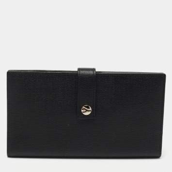مملوكة مسبقًا Saint Laurent Black Leather Flap Bifold Long Wallet
