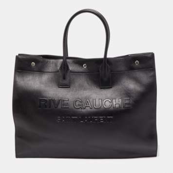 Pre Owned Saint Laurent Black Leather Neo Rive Gauche Tote
