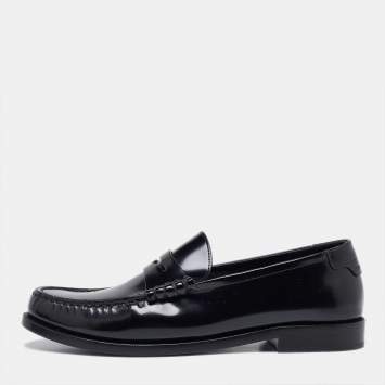 Pre Owned Saint Laurent Black Patent Leather Penny Le Loafers Size 40