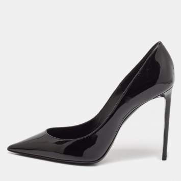 Pre Owned Saint Laurent Black Patent Leather Zoe Pumps Size 38