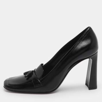 مملوكة مسبقًا Saint Laurent Chloe 90 Tasseled Size 37 Black Leather Pumps
