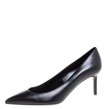 Pre Owned Saint Laurent Paris Black Leather Pumps Size 37.5
