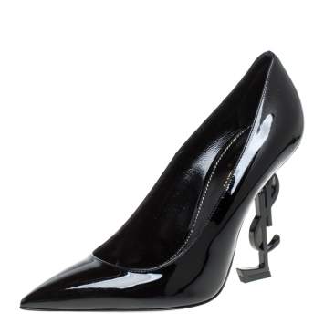 Pre Owned Saint Laurent Black Patent Leather Opyum Pumps Size 38