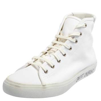Pre Owned Saint Laurent White Canvas High Top Sneakers Size 40