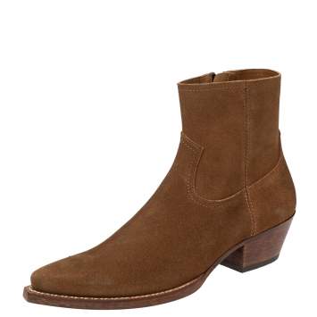 Pre Owned Saint Laurent Brown Wyatt Jodhpur Suede Ankle Boots Size 41