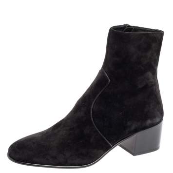 Pre Owned Saint Laurent Black Suede James Ankle Boots Size 40