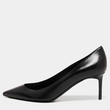 Pre Owned Saint Laurent Black Leather Pointed Toe Pumps Size 39