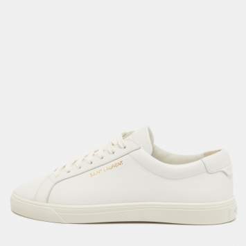 Pre Owned Saint Laurent Paris White Leather Andy Sneakers Size 37.5
