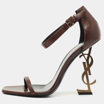 Pre Owned Saint Laurent Brown Leather Opyum Sandals Size 39