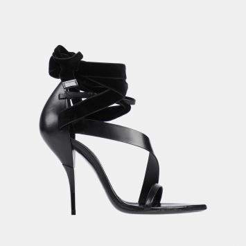 Pre Owned Saint Laurent Leather Ankle Strap Sandals 37.5
