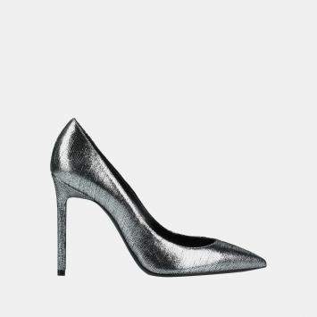 Pre Owned Saint Laurent Metallic Suede Anja Pumps 40
