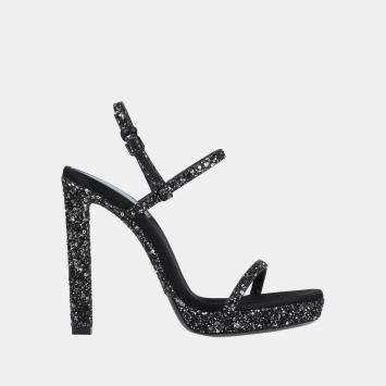 Pre Owned Saint Laurent Glitter Ankle Strap Sandals Size 39.5