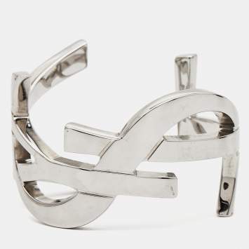 Pre Owned Saint Laurent Opyum Silver Tone Open Cuff Bracelet