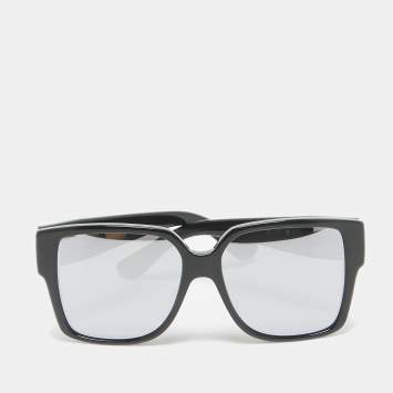 Saint Laurent Black/Silver SLM9 001 Mirror Square Sunglasses