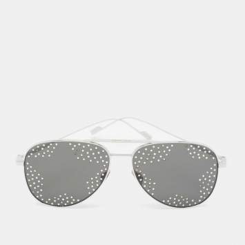 Saint Laurent Paris Silver Tone/Grey SL193T Crystal Aviator Sunglasses