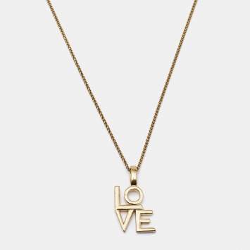 Pre Owned Saint Laurent Love Gold Tone Pendant Necklace
