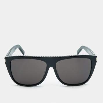 Pre Owned Saint Laurent Black SL1 022 Flattop Square Sunglasses
