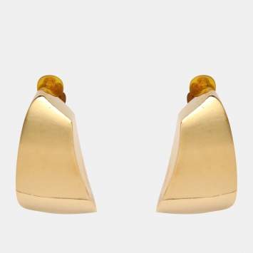 مملوكة مسبقًا Saint Laurent Gold Tone Metal Comet Clip On Earrings