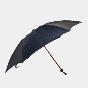 مملوكة مسبقًا Saint Laurent Logo Stripe Navy Blue Metal and Nylon Folding Umbrella